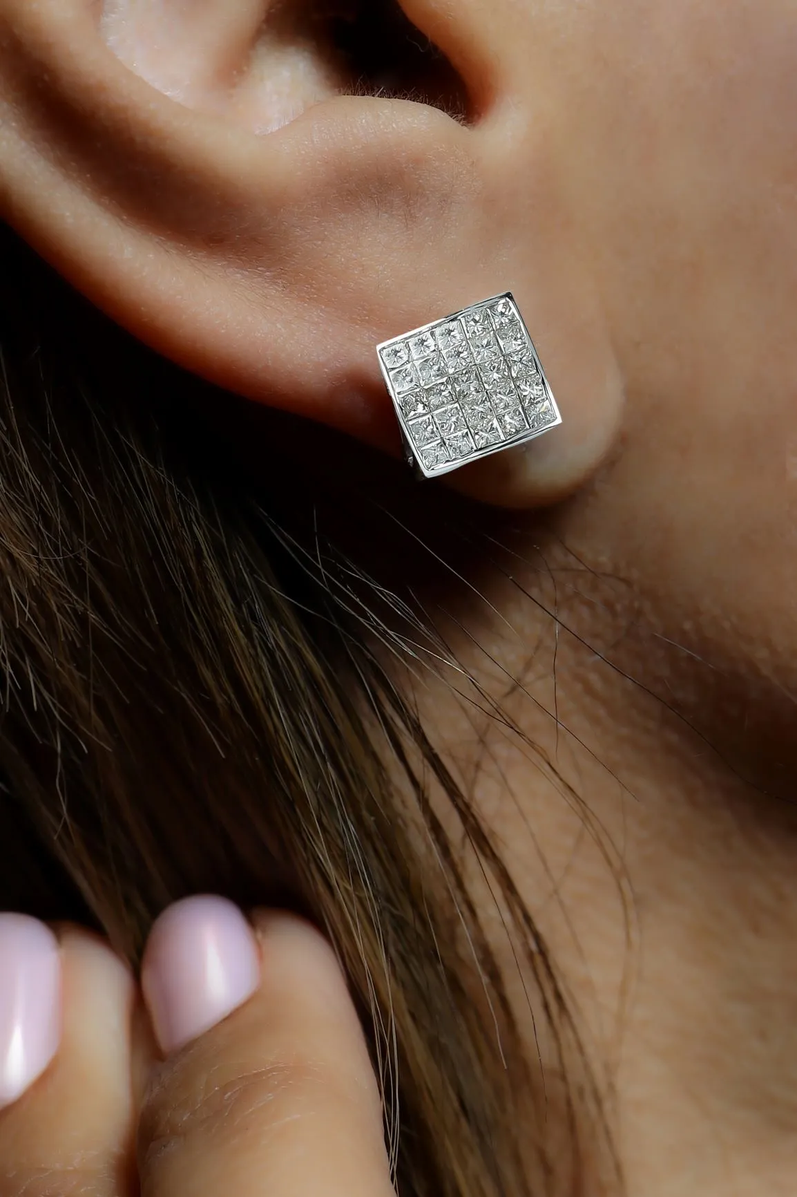 1.3 ctw Invisible Set Diamond Studs