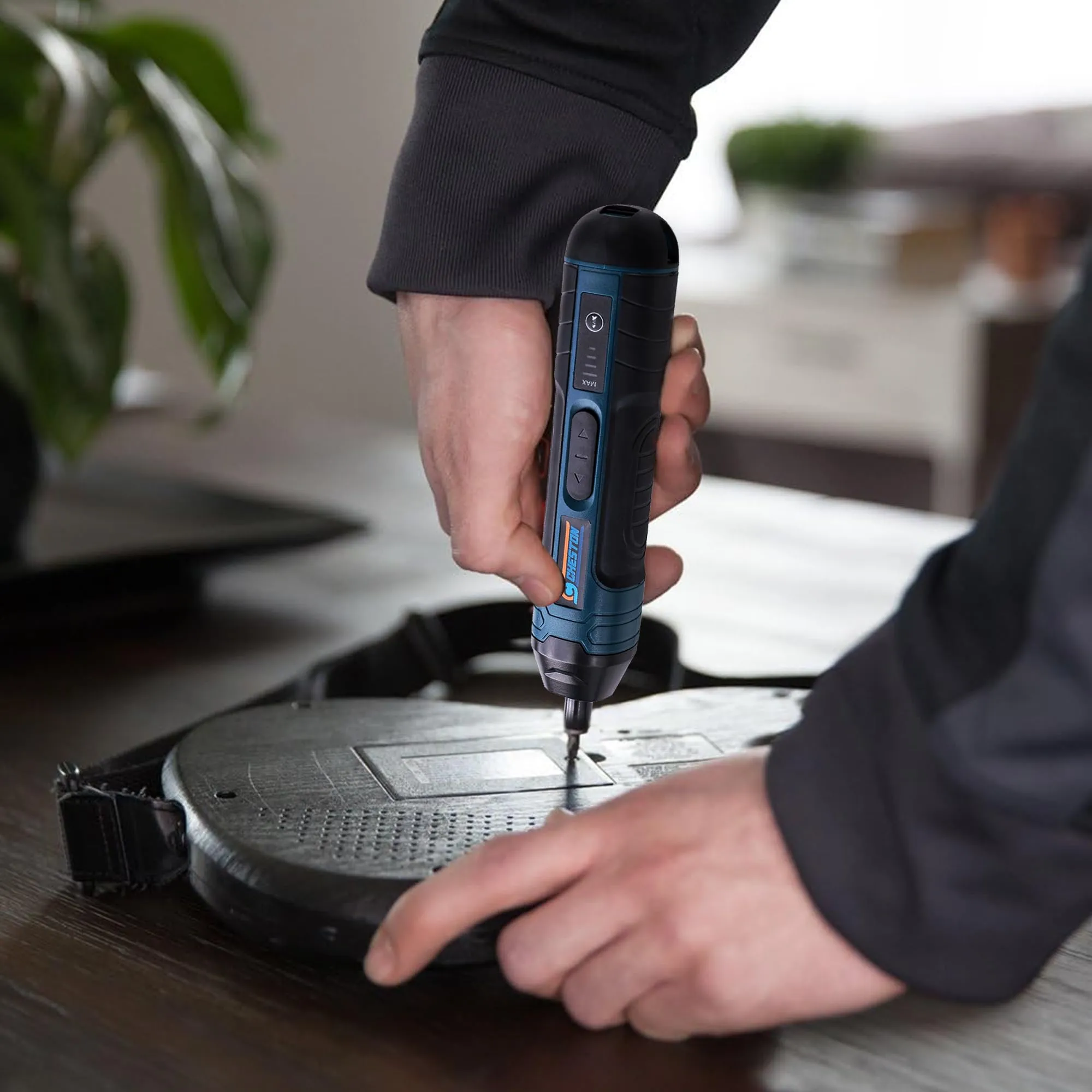 Cheston Cordless Electric Screwdriver Machine with Bits | Battery Powered (1500 MAH) with LED Light I Torque 5 NM I Home & DIY Use, 1 Year Warranty I 20 Bits with Magnetic Bit Holder