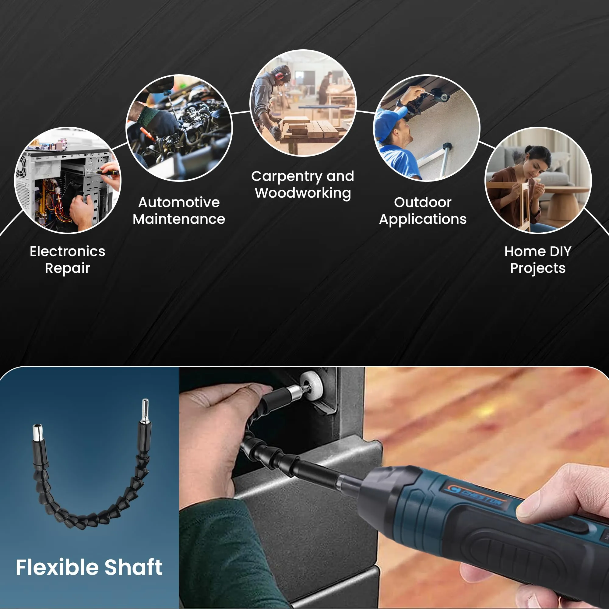 Cheston Cordless Electric Screwdriver Machine with Bits | Battery Powered (1500 MAH) with LED Light I Torque 5 NM I Home & DIY Use, 1 Year Warranty I 20 Bits with Magnetic Bit Holder