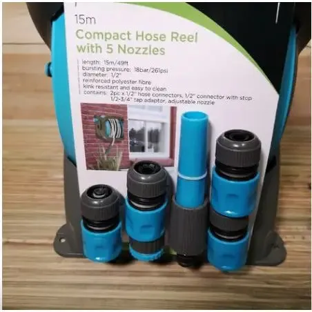 Green Blade 15m Compact Hose Reel with 5 Nozzles